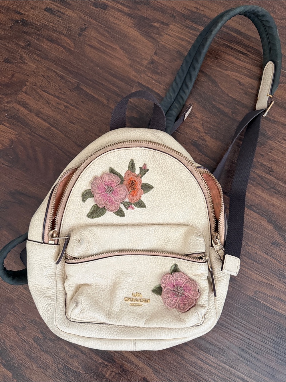 Coach Cream Floral Embroidered Mini Backpack